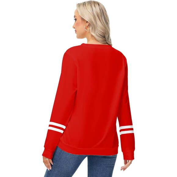 Women's Christmas Turkey Print Long Sleeve Top Cozy Festive Holiday Shirt - Picture 7 of 7